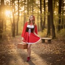 Dámský kostým Červená Karkulka Šaty se šněrováním a krajkou Pelerína s kapucí Polyester a elastan Červená s černou a bílou Na karneval 10
