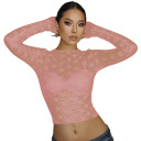 Dámsky krajkový top s dlhým rukávom Elegantný priehľadný strih Priedušný materiál Krátky crop štýl Vhodný pre večerné aj party outfit 4