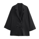 Dámský Set Horní Díl s Klopovým Límcem a Dvouřadovým Zapínáním a Dlouhé Široké Kalhoty Stahování v Pase se Šňůrkou Polyester Na Volný Čas 5