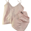 Dámský set tílko a kraťasy na spaní Tenká ramínka Knoflíčkové zapínání Elastický pas Bavlna a polyester Růžová Na spaní i domácí nošení 3