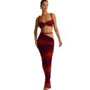Dámský set top a sukně Crop top s ramínky Dlouhá řasená maxi sukně Elastan a polyester Dvoudílný komplet na večer i slavnostní příležitosti 8