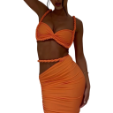 Dámský set top a sukně Crop top s ramínky Dlouhá řasená maxi sukně Elastan a polyester Dvoudílný komplet na večer i slavnostní příležitosti 6