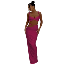Dámský set top a sukně Crop top s ramínky Dlouhá řasená maxi sukně Elastan a polyester Dvoudílný komplet na večer i slavnostní příležitosti 2