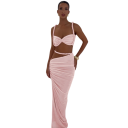 Dámský set top a sukně Crop top s ramínky Dlouhá řasená maxi sukně Elastan a polyester Dvoudílný komplet na večer i slavnostní příležitosti 7