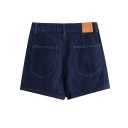 Dámsky set top a sukně Dvoudílný komplet Riflový vzhled Krátky rukáv s límečkem Kapsy na topu Polyester Tmavomodrá Ležérne letné nosenie 4
