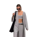 Dámský set Třídílný komplet kardigan top na ramínka a široké kalhoty Měkký a pružný materiál modal a elastan Na běžné nošení i volný čas 3