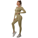 Dámský sportovní set legíny a triko s dlouhým rukávem Vysoký pas Bezešvý strečový materiál Elastan a nylon Na fitness jógu i běhání 22