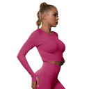 Dámský sportovní set legíny a triko s dlouhým rukávem Vysoký pas Bezešvý strečový materiál Elastan a nylon Na fitness jógu i běhání 20