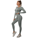 Dámský sportovní set legíny a triko s dlouhým rukávem Vysoký pas Bezešvý strečový materiál Elastan a nylon Na fitness jógu i běhání 12
