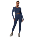 Dámský sportovní set legíny a triko s dlouhým rukávem Vysoký pas Bezešvý strečový materiál Elastan a nylon Na fitness jógu i běhání 8
