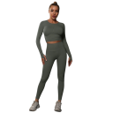 Dámský sportovní set legíny a triko s dlouhým rukávem Vysoký pas Bezešvý strečový materiál Elastan a nylon Na fitness jógu i běhání 13