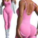 Dámsky športový overal s tenkými ramienkami Priliehajúce legíny Jednobarevný Nylon Spandex Fitness joga cvičenie 5