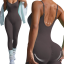 Dámsky športový overal s tenkými ramienkami Priliehajúce legíny Jednofarebný Nylon Spandex Fitness joga cvičenie 8
