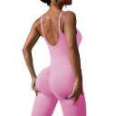Dámsky športový overal s tenkými ramienkami Priliehajúce legíny Jednofarebný Nylon Spandex Fitness joga cvičenie 2