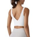 Dámsky športový top s výkrojom do V na chrbte a kulatým výstrihom vpredu so širokými ramienkami a predĺženým pásom na jogu aj fitness 13