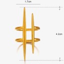 Dámsky trendy dvojitý prstienok 4,2 x 1,7 cm Nastaviteľná veľkosť Nerezová oceľ Otvorený prsten s paralelnou líniou Moderný šperk 5