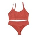 Dámský žebrovaný set spodního prádla bralette podprsenka bez kostic s pružným spodním lemem a tanga se širokým pasem 3