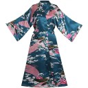 Dámský župan s květinovým motivem Elegantní lehký župan z imitace hedvábí Zavazování v pase na tkaničku Jemný polyester a hedvábný efekt pro domácí pohodlí 9