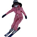 Damsoverall enfärgad glänsande Vinter för skidåkning Huva med päls Långa byxor Varm passform Polyester 5