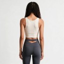 Damsport crop topp med rund halsringning och breda axelband med förlängd nederdel och delade sömmar för yoga, fitness och löpning 11
