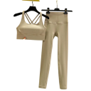 Damsset med leggings och sport-bh, enfärgad, spandex, nylon 15