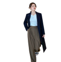 Damsvett med lång ärm och V-ringning Enfärgad elegant topp i bomull och polyester Bekväm universell tröja för vardagsbruk 4