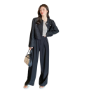 Damsvett med lång ärm och V-ringning Enfärgad elegant topp i bomull och polyester Bekväm universell tröja för vardagsbruk 9