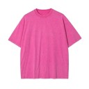 Damt-shirt med överdimensionerad kortärmad design Streetwear-topp med rund hals Modern lös passform Vintage-tvättad look för varje dag 3