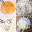 Danish Dough Whisk Double 24 x 7.8 cm Handheld Spiral Whisk Made of Stainless Steel with Wooden Handle for Mixing Dough and Baking 4