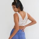 Δαντελένιο bralette σουτιέν χωρίς μπανέλες για γυναίκες Βαθύ V ντεκολτέ Φαρδιά δαντελένια τιράντα Δαντελένιο τελείωμα κάτω από το στήθος 5
