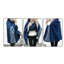 Dark Blue Blanket with Buttons 135 x 80 cm Double-Layered Warm Shoulder Blanket Tartan Pattern Multifunctional Travel Blanket for Office and Home 2