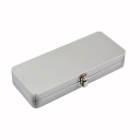 Dárková kovová krabička s víkem 20,1×8×3,3 cm plechová dóza ve tvaru kufříku s klipovým uzávěrem balení dárků a potravin 1