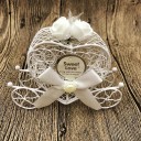 Dárková krabička ve tvaru kočáru 12 × 8 cm kovová dekorativní bílá krabička na drobnosti sladkosti a svatební balení 2