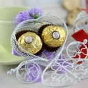 Dárková krabička ve tvaru kočáru 12 × 8 cm kovová dekorativní bílá krabička na drobnosti sladkosti a svatební balení 6