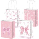 Dárkové papírové tašky s motivem mašliček 15x8x21 cm papír bílé dekorativní taška na dárky narozeniny a oslavy 2