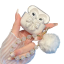 Dazzling Protective Case with Bow and Pendant for Airpods Pro Case with Fluffy Ball and Crystal Design 4