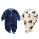 De iarnă a de primăvară pentru bebeluși overal pentru bebeluși Overal din flanel bleu cu model de dinozauri Îmbrăcăminte moale din poliester pentru băieți și fete 3