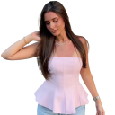 Débardeur corset femme sans bretelles uni décolleté en O top en polyester ajusté élégant style d'été 6