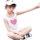 Débardeur d'été pour fille sans manches 100% coton T-shirt uni de princesse avec un cœur rose Débardeur doux et confortable différentes couleurs 2