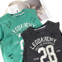 Débardeur d'été pour garçon 100% coton Top respirant perforé avec impression et inscription Top de sport stylé disponible en plusieurs couleurs 4