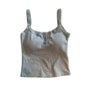 Débardeur Femme Crop top Taille Unique Uni avec Dentelle et Boutons Bretelles Fines Décolleté Rond Polyester Viscose 10