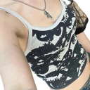 Débardeur Femme Gris avec Imprimé d'Yeux Bretelles Fines Col Rond Crop Top Matériau Polyester Coton Top Stylé 3