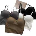 Débardeur Femme Taille Universelle Uni Bretelles Fines Décolleté Rond Matériau Polyester Coton Top Basique 4