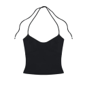 Débardeur Femme Uni Bretelles Fines Col Rond Décolleté en O Crop Top Matière Nylon Spandex Top d'Été Moderne 7