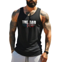 Débardeur homme noir avec col rond O Inscription The Dad Polyester Haut d'été léger pour le sport loisirs ville 1