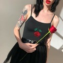 Débardeur noir pour femme avec rose 3