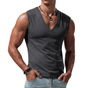 Débardeur pour homme à col en V Uni Polyester Spandex Top léger et extensible pour le sport fitness loisirs été 8