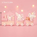 Decoração de bolo 5,7 cm Comboio com coelhos Decoração de bolo de três vagões Comboio rosa com coelhos Decoração para bolo infantil Adorno 2