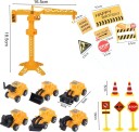 Decoração de bolo com carros de construção e sinais de trânsito 18 pcs Figuras plásticas amarelas de escavadora e grua Decoração de bolo para festa 2