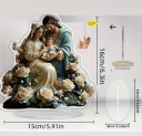 Decoração de Natal em acrílico 2D para mesa 16 x 15 x 0,2 cm Nascimento de Jesus impressão desenhada Nossa Senhora e São José Ornamento de presente 2